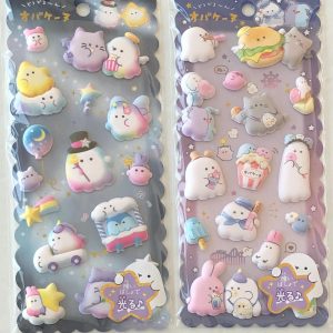 A174-A175 Marshmallow Seal Puffy sticker sheet (Left - Blue A174)