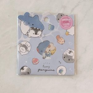 Y32 funny penguins sticker flakes