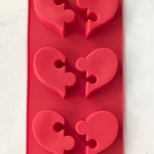 6 Cavity Valentines Heart Puzzle silicone mold dull finish