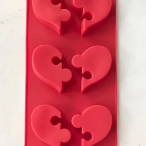 6 Cavity Valentines Heart Puzzle silicone mold dull finish