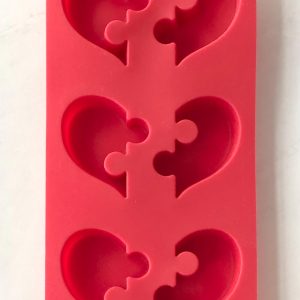 Alternative view of 6 Cavity Valentines Heart Puzzle silicone mold dull finish