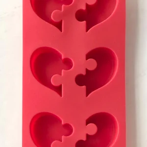 Alternative view of 6 Cavity Valentines Heart Puzzle silicone mold dull finish