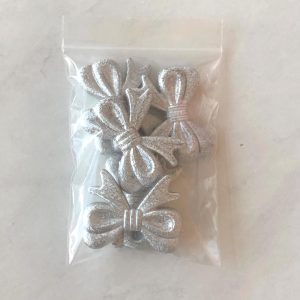 x 5 pcs Large silver acrylic bows