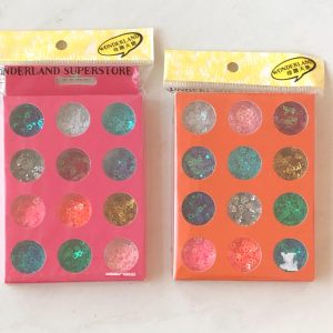 Star sequins assorted glitter 12pc boxed set (Left - pink)