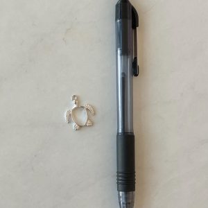 Alternative view of Open bezel silver turtle pendant