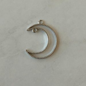 Open bezel crescent moon pendant (Right - silver) - Image 3