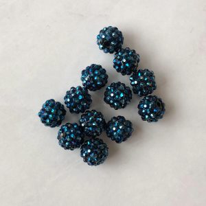x 12pcs 14mm Dark blue Rhinestone Beads