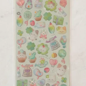 Alternative view of E72-E73 Melty couleur holographic gel sticker sheet (Left - green E72)