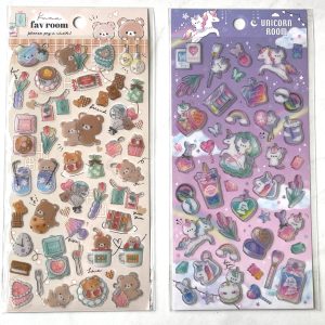 B1-B2 Jelly Sticker Sheet Kuma Unicorn (Left - Brown B2)