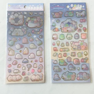 B344-B345 2022 New Sumikko Gurashi sticker sheet clear jelly gold outline (Left - B344)