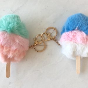 MLD Pompom Puffy Popsicle Keychains (Left - Pink)