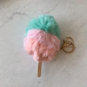 Alternative view of MLD Pompom Puffy Popsicle Keychains (Left - Pink)