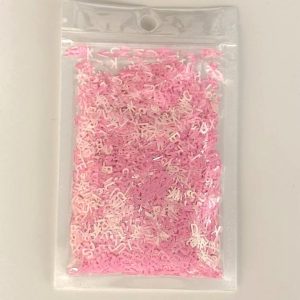 V 10g pack of laser cut letters pink