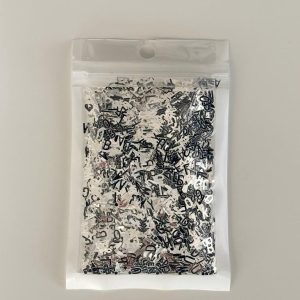 10g pack of laser cut letters chrome silver